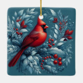 Ornement En Céramique Cardinal et Noël Holly (Dos)
