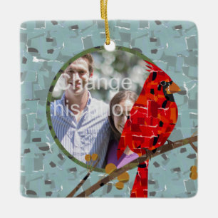 Ornement En Céramique Cardinal rouge, l'oiseau de Noël