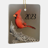 Ornement En Céramique Cardinal sur une côte de cholla (Droite)