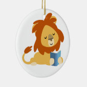 Ornement En Céramique Caricature de lecture mignon Ornament Lion (Droite)