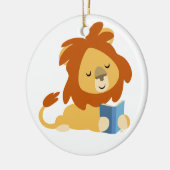 Ornement En Céramique Caricature de lecture mignon Ornament Lion (Gauche)