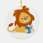 Ornement En Céramique Caricature de lecture mignon Ornament Lion (Dos)