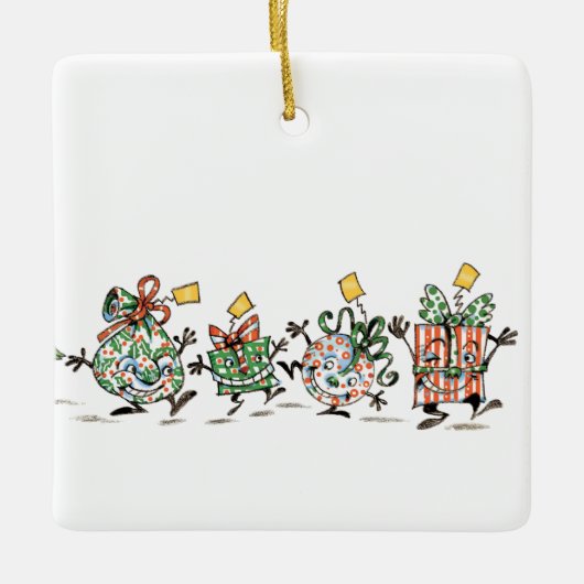 Ornement En Céramique Caricature mignonne Danser Présentations de Noël e (Devant)