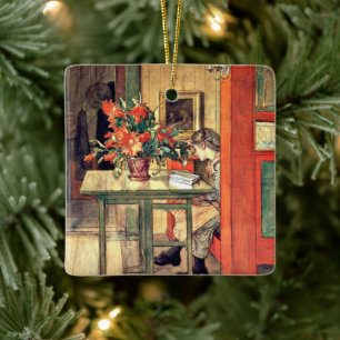 Ornement En Céramique Carl Larsson - Lisbeth Reading, célèbre peinture,