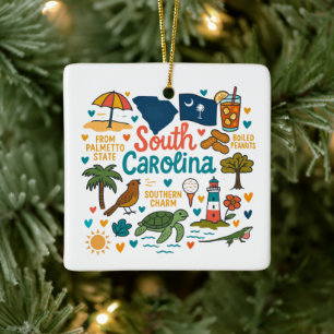 Ornement En Céramique Carolina Sud personnalisée Voyage en famille Noël
