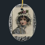 Ornement En Céramique Caroline<br><div class="desc">A vintage 18th Century fashion plate, lovingly restored and teamed with a vintage etching of an antique frame evoke the romantic essence of .Jane Austen novels. The woman depicted in the fashion plate reminds me so much of the character Caroline Bingely © WickedlyLovely</div>