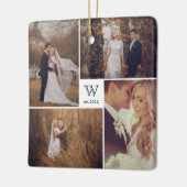 Ornement En Céramique Carré Monogram Simple Photo Collage Noël (Gauche)