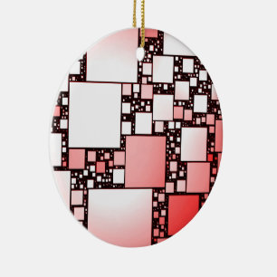 Ornement en céramique Carré rouge et blanc