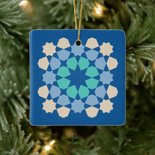 Ornement En Céramique Carreau de sérénité turquoise (Arbre)