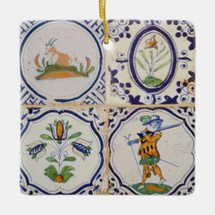 Ornement En Céramique Carreaux de Delft hollandais vintage 17e siècle ar