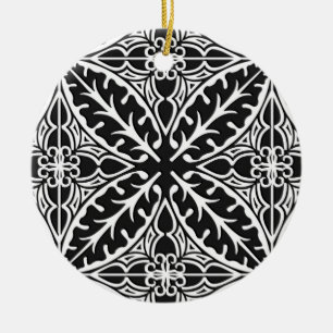 Ornement En Céramique Carreaux marocains - noir et blanc