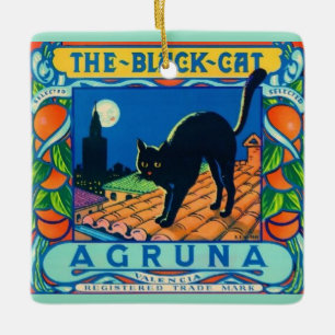 Ornement En Céramique Carrelage en céramique de chat noir