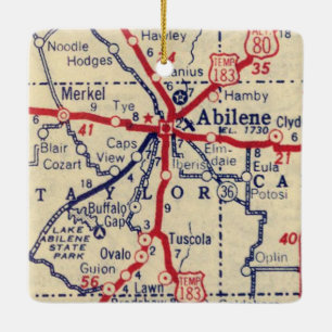 Ornement En Céramique Carte Abilene TX 1941