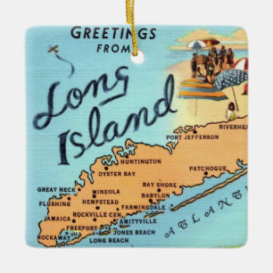 Ornement En Céramique Carte ancienne de Long Island