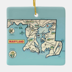 Ornement En Céramique Carte ancienne du Maryland