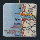 Ornement En Céramique Carte Astoria OU Vintage<br><div class="desc">L'ornement de Noël de l'Oregon Astoria fait avec la feuille de route de 1955.</div>