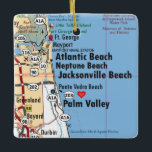 Ornement En Céramique Carte Atlantic Beach Florida<br><div class="desc">Atlantic Beach Florida ornement de Noël fait avec plan de route vintage.</div>