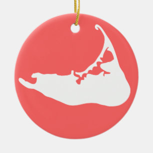 Ornement En Céramique Carte blanche d'île de Nantucket, le Massachusett