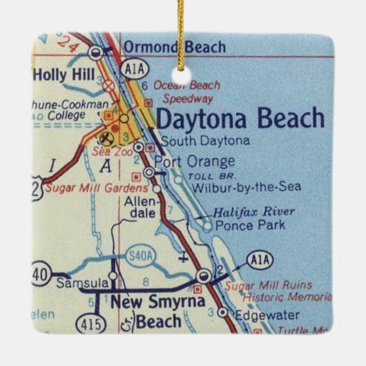Ornement En Céramique Carte classique de Daytona Beach (Dos)