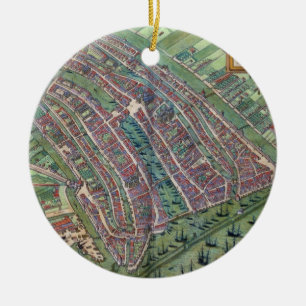 Ornement En Céramique Carte d'Amsterdam, de 'Civitates Orbis Terrarum