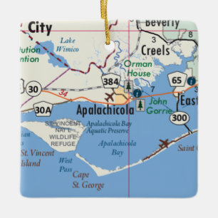 Ornement En Céramique Carte d'Apalachicola Florida