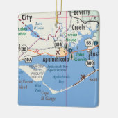 Ornement En Céramique Carte d'Apalachicola Floride (Gauche)