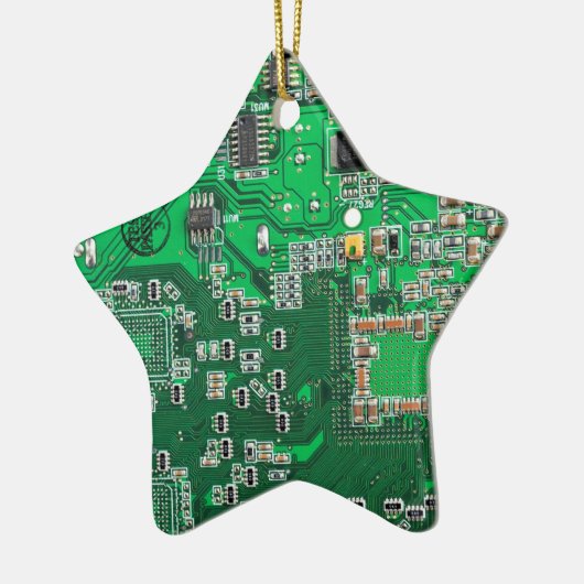 Ornement En Céramique Carte de circuit Geek d'ordinateur vert (Gauche)