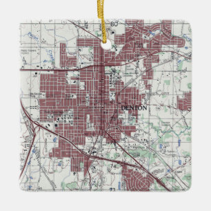 Ornement En Céramique Carte de Denton Texas City