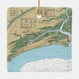 Ornement En Céramique Carte de la Caroline du Sud de l'île Kiawah