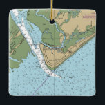 Ornement En Céramique Carte de la Caroline du Sud d'Edisto Beach<br><div class="desc">Edisto Beach,  ornement de Noël en Caroline du Sud,  réalisé avec un tableau de la NOAA.</div>