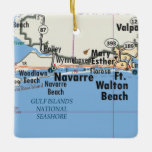 Ornement En Céramique Carte de la Floride Navarre<br><div class="desc">Ornement de Noël en Floride Navarre avec plan de route vintage.</div>