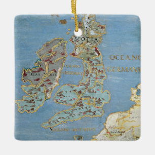 Ornement En Céramique Carte de la Grande-Bretagne du 16ème siècle et d