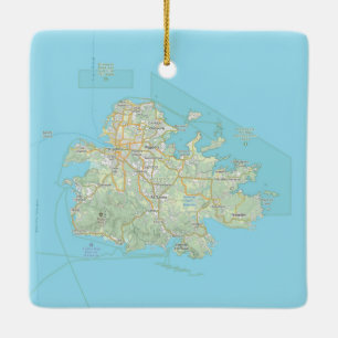 Ornement En Céramique Carte de l'île d'Antigua Noël
