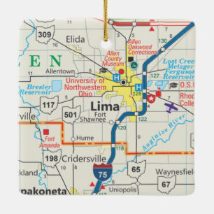 Ornement En Céramique Carte de Lima Ohio