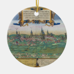 Ornement En Céramique Carte de Lublin, de "Civitates Orbis Terrarum" par