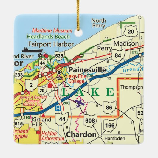Ornement En Céramique Carte de Painesville Ohio (Dos)