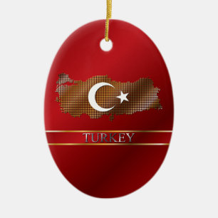 Ornement En Céramique Carte de pixel de la Turquie et drapeau turc