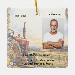 Ornement En Céramique Carte de prière photo commémorative pour un agricu