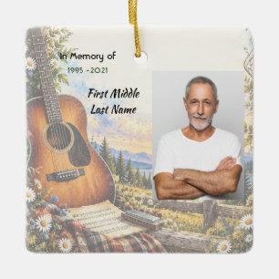 Ornement En Céramique Carte de prière photo mémorielle Musicien de guita