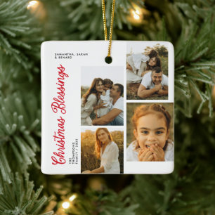 Ornement En Céramique Carte de vœux de Noël minimale avec écriture scrip