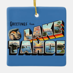 Ornement En Céramique Carte de vœux vintage du lac Tahoe