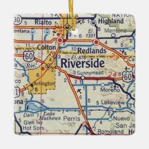 Ornement En Céramique Carte des années 50 de Riverside CA