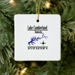 Ornement En Céramique Carte des coordonnées du rivage du lac Cumberland