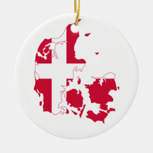 Ornement En Céramique Carte Drapeau Danemark