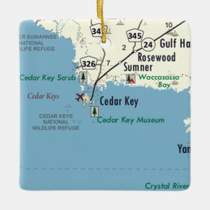 Ornement En Céramique Carte du Cèdre Key Florida