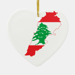 Ornement En Céramique Carte du drapeau du Liban
