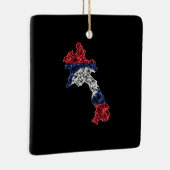 Ornement En Céramique Carte du Laos, Polygonal maillage ligne carte