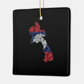 Ornement En Céramique Carte du Laos, Polygonal maillage ligne carte