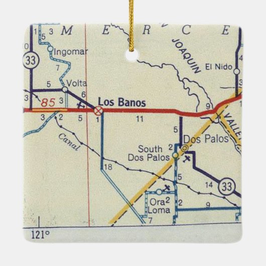 Ornement En Céramique Carte du métro Los Banos CA (Dos)