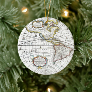 Ornement En Céramique Carte du monde antique par Hendrik Hondius, 1630